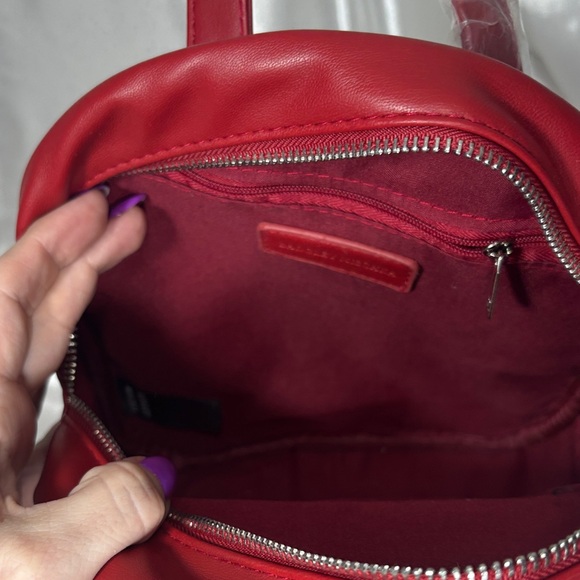 Badgley Mischka Red Quilted Backpack with Silver Studs - Picture 3 of 4